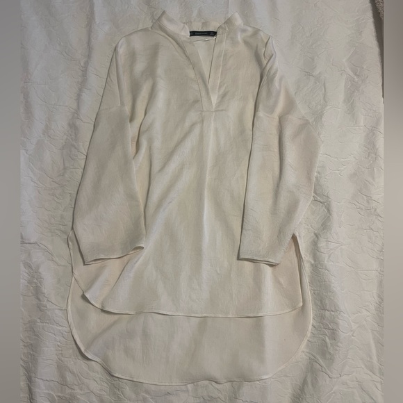 Zara Tops - Zara High Low White Tunic Shirt